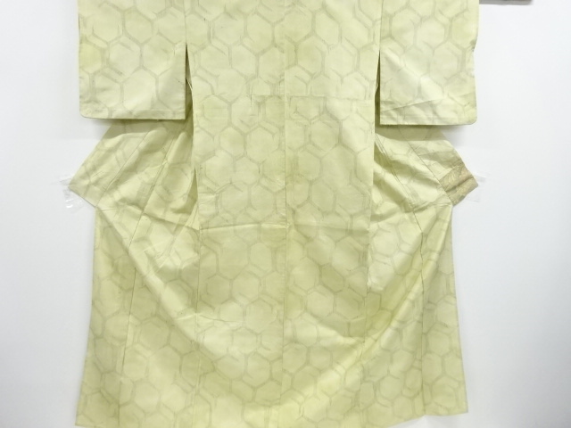JAPANESE KIMONO / ANTIQUE HITOE KIMONO / TSUMUGI / WOVEN KIKKO PATTERN